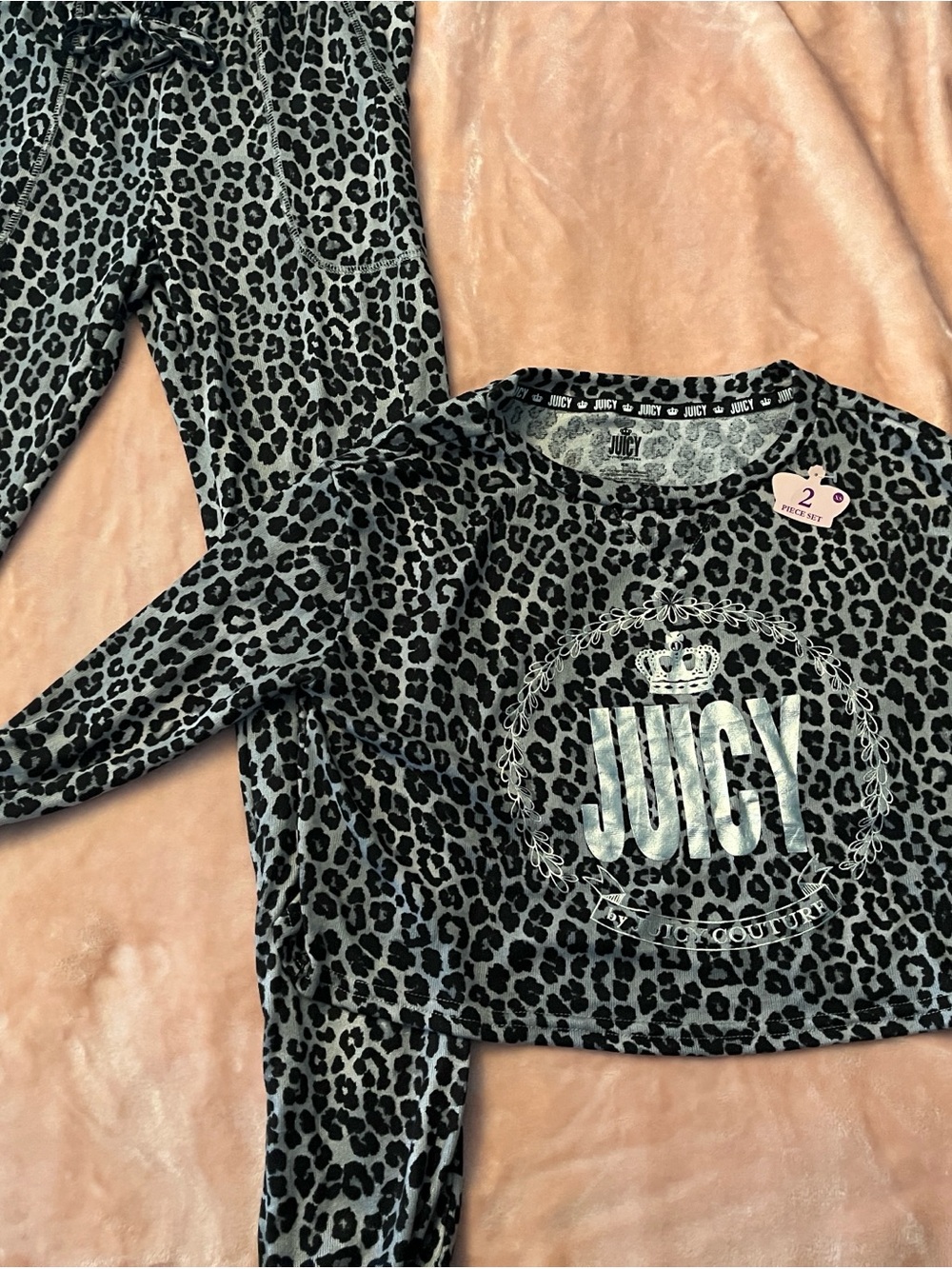 Juicy Couture Women’s XS Grey Leopard Print Pajama Set NWT